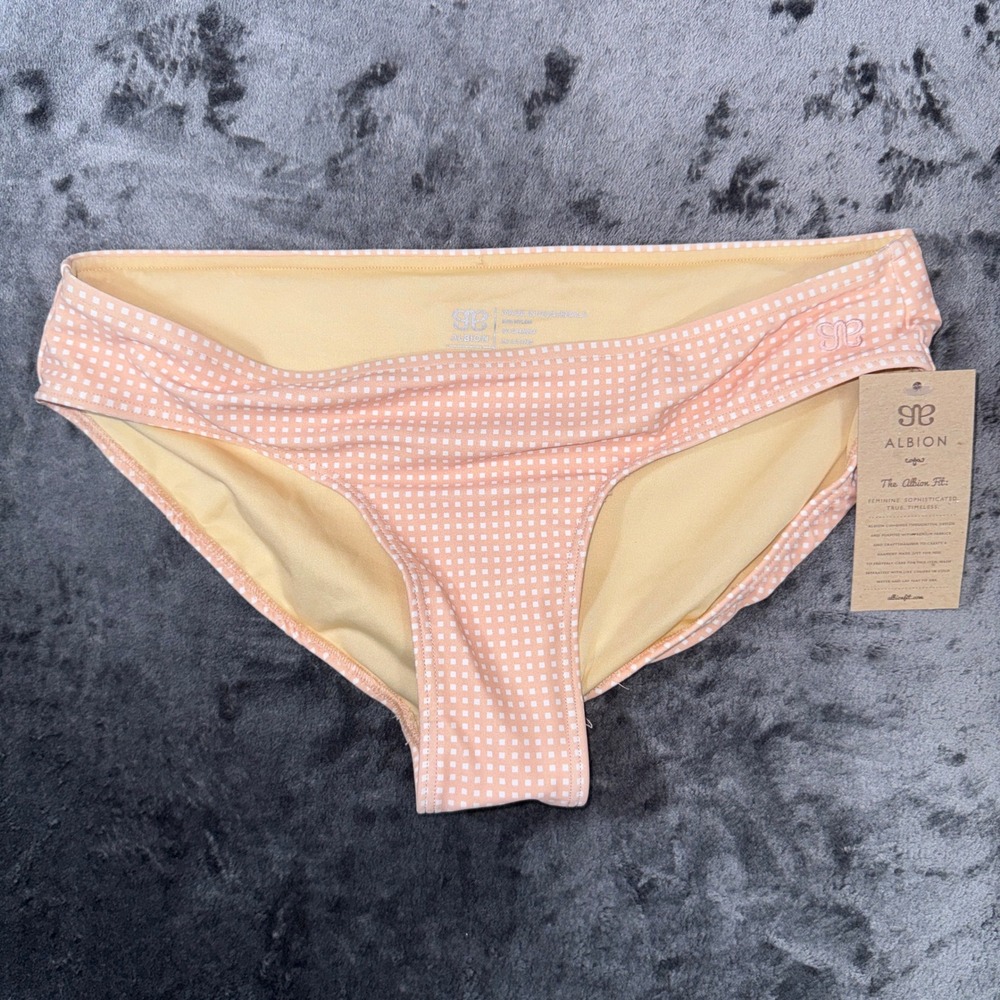 Albion Fit Pink Grid Hipster Bikini Bottoms Size S NWT Swimwear Hipster Bottoms